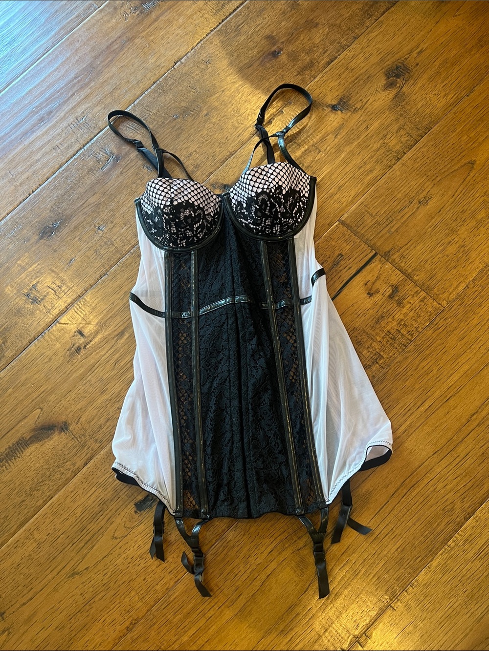 Victoria's Secret Black and White Lace Bustier Corset